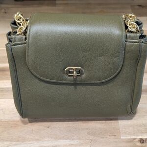 Source Unknown Olive Green Shoulder Bag with Gold Chain